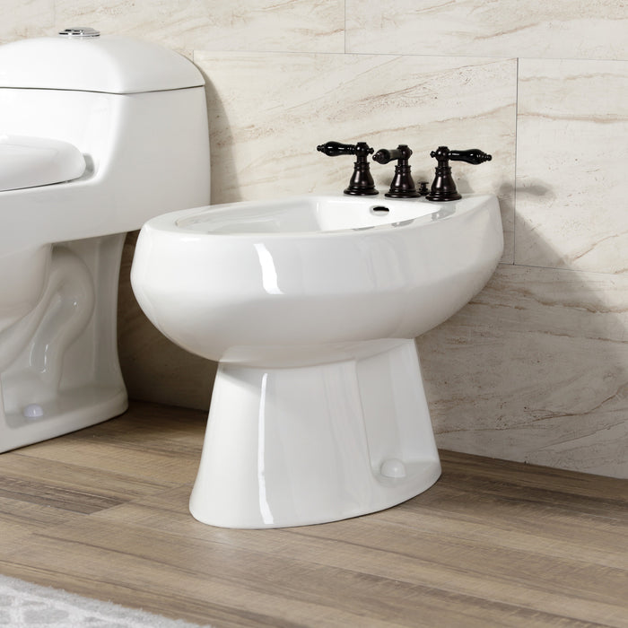 Kingston Heirloom KB325AKL - Duchess Three-Handle Deck Mount Vertical Spray Bidet Faucet with Brass Pop-Up, Oil Rubbed Bronze