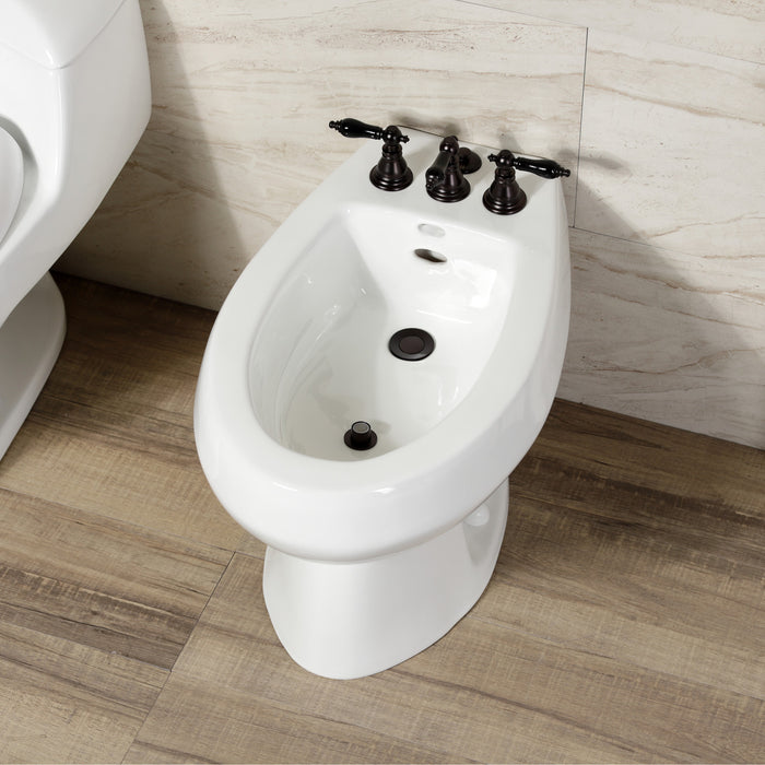 Kingston Heirloom KB325AKL - Duchess Three-Handle Deck Mount Vertical Spray Bidet Faucet with Brass Pop-Up, Oil Rubbed Bronze
