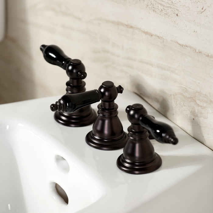 Kingston Heirloom KB325AKL - Duchess Three-Handle Deck Mount Vertical Spray Bidet Faucet with Brass Pop-Up, Oil Rubbed Bronze