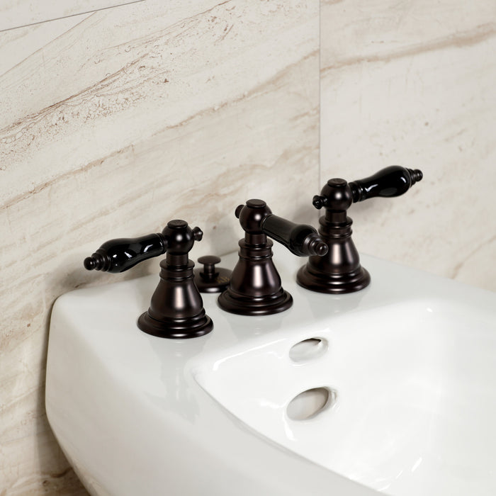 Kingston Heirloom KB325AKL - Duchess Three-Handle Deck Mount Vertical Spray Bidet Faucet with Brass Pop-Up, Oil Rubbed Bronze