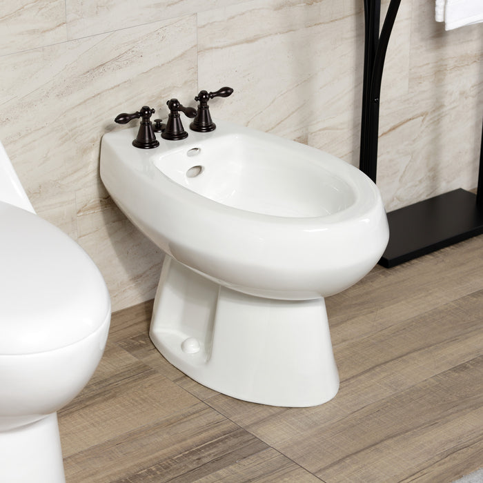 Kingston Heirloom KB325AL - Victorian Three-Handle Deck Mount Vertical Spray Bidet Faucet with Brass Pop-Up, Oil Rubbed Bronze