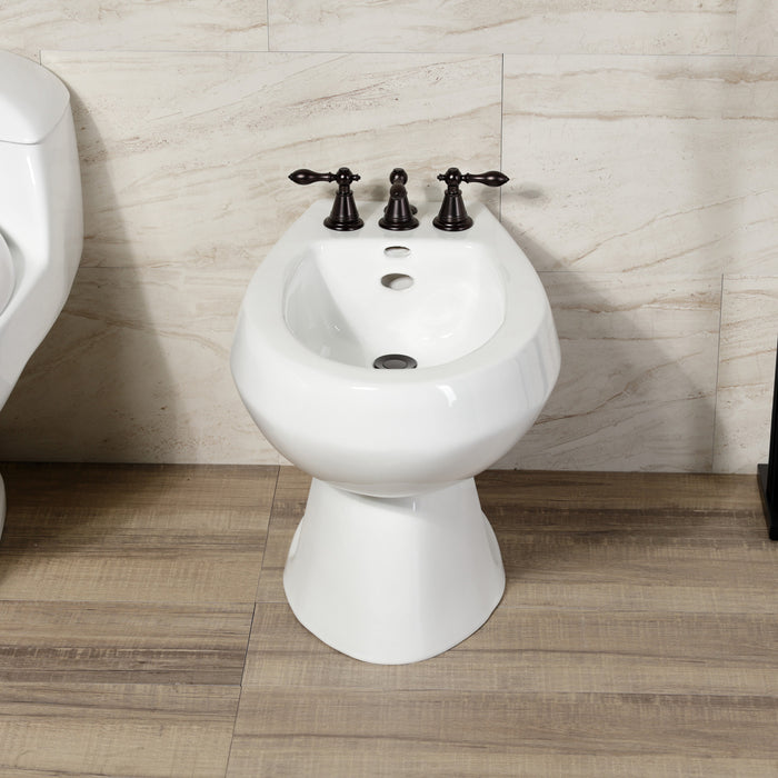 Kingston Heirloom KB325AL - Victorian Three-Handle Deck Mount Vertical Spray Bidet Faucet with Brass Pop-Up, Oil Rubbed Bronze