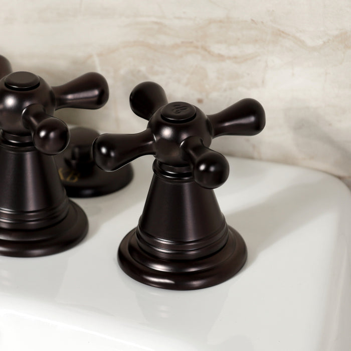 Kingston Heirloom KB325AX - Victorian Three-Handle Deck Mount Vertical Spray Bidet Faucet with Brass Pop-Up, Oil Rubbed Bronze