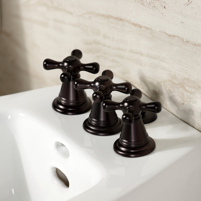 Kingston Heirloom KB325AX - Victorian Three-Handle Deck Mount Vertical Spray Bidet Faucet with Brass Pop-Up, Oil Rubbed Bronze