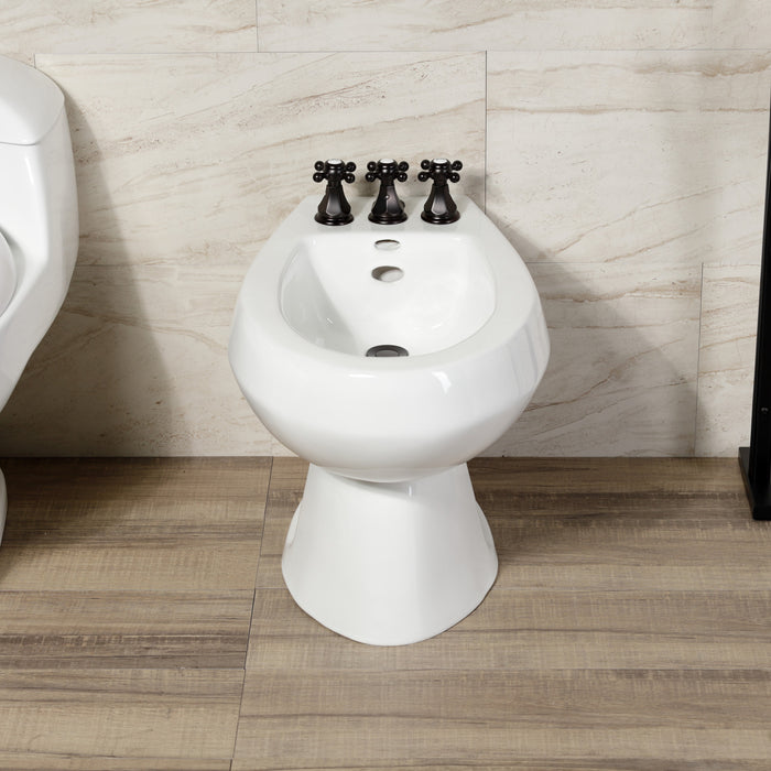 Kingston Heirloom KB325BX - Metropolitan Three-Handle Deck Mount Vertical Spray Bidet Faucet with Brass Pop-Up, Oil Rubbed Bronze