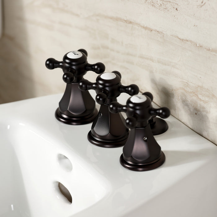 Kingston Heirloom KB325BX - Metropolitan Three-Handle Deck Mount Vertical Spray Bidet Faucet with Brass Pop-Up, Oil Rubbed Bronze