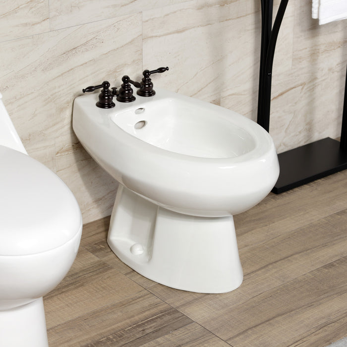 Kingston Heirloom KB325KL - Knight Three-Handle Deck Mount Vertical Spray Bidet Faucet with Brass Pop-Up, Oil Rubbed Bronze