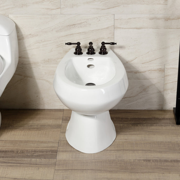 Kingston Heirloom KB325KL - Knight Three-Handle Deck Mount Vertical Spray Bidet Faucet with Brass Pop-Up, Oil Rubbed Bronze