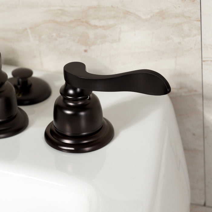 NuWave French KB325NFL Three-Handle Deck Mount Vertical Spray Bidet Faucet with Brass Pop-Up, Oil Rubbed Bronze