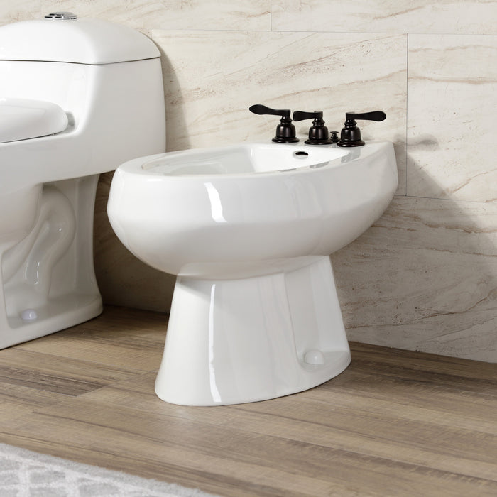 NuWave French KB325NFL Three-Handle Deck Mount Vertical Spray Bidet Faucet with Brass Pop-Up, Oil Rubbed Bronze