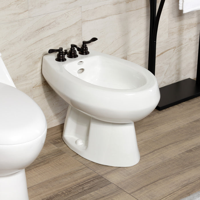 NuWave French KB325NFL Three-Handle Deck Mount Vertical Spray Bidet Faucet with Brass Pop-Up, Oil Rubbed Bronze