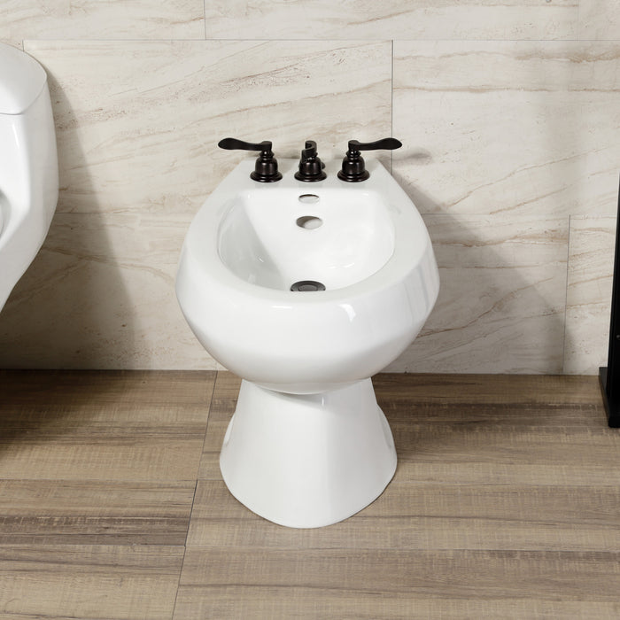 NuWave French KB325NFL Three-Handle Deck Mount Vertical Spray Bidet Faucet with Brass Pop-Up, Oil Rubbed Bronze