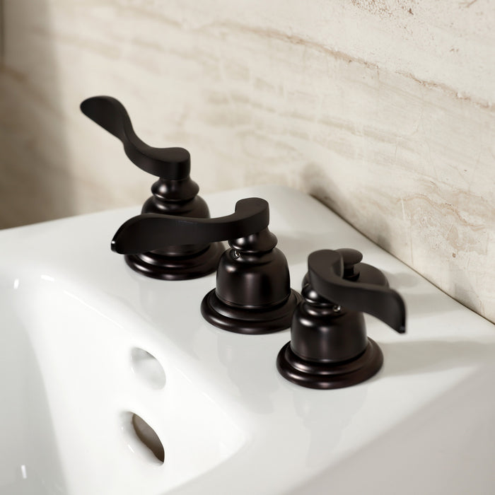 NuWave French KB325NFL Three-Handle Deck Mount Vertical Spray Bidet Faucet with Brass Pop-Up, Oil Rubbed Bronze