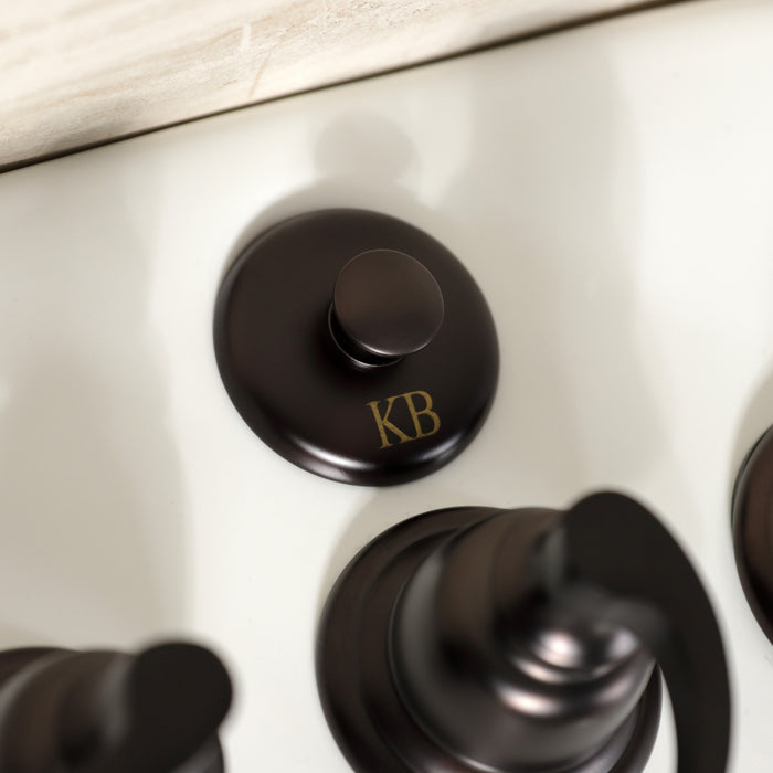 NuWave French KB325NFL Three-Handle Deck Mount Vertical Spray Bidet Faucet with Brass Pop-Up, Oil Rubbed Bronze