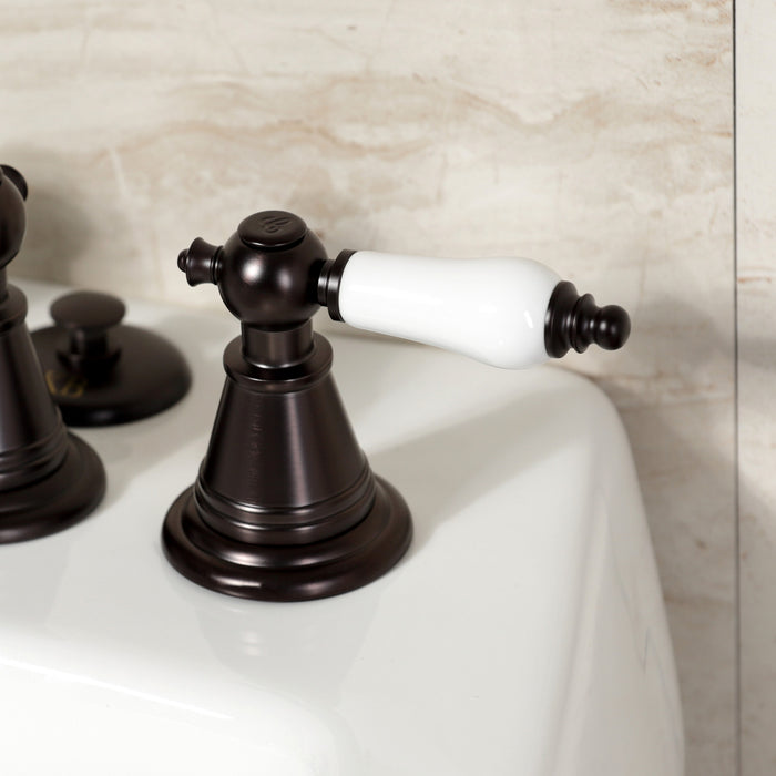 Victorian KB325PL Three-Handle Deck Mount Vertical Spray Bidet Faucet with Brass Pop-Up, Oil Rubbed Bronze