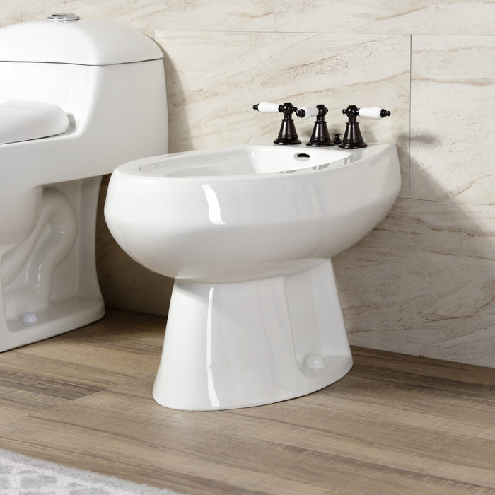 Victorian KB325PL Three-Handle Deck Mount Vertical Spray Bidet Faucet with Brass Pop-Up, Oil Rubbed Bronze