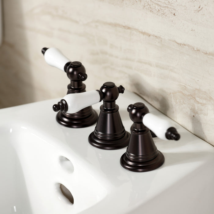 Victorian KB325PL Three-Handle Deck Mount Vertical Spray Bidet Faucet with Brass Pop-Up, Oil Rubbed Bronze