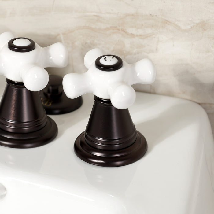 Kingston Heirloom KB325PX - Victorian Three-Handle Deck Mount Vertical Spray Bidet Faucet with Brass Pop-Up, Oil Rubbed Bronze