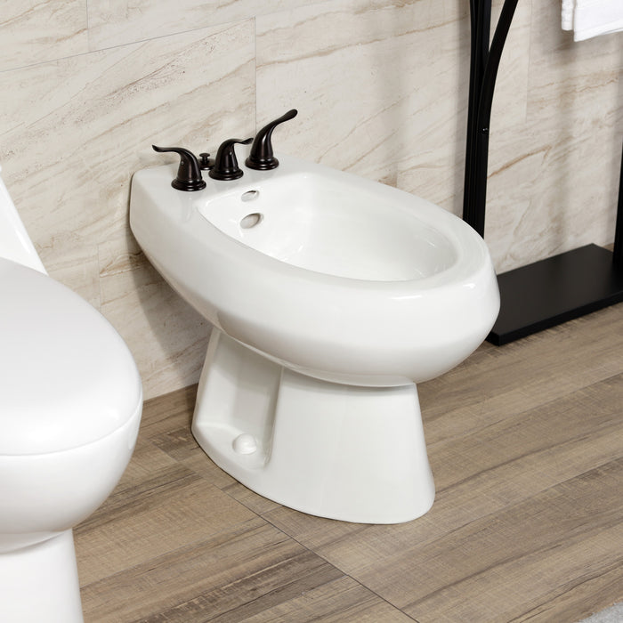 Kingston Tulare KB325YL - Royale Three-Handle Deck Mount Vertical Spray Bidet Faucet with Brass Pop-Up, Oil Rubbed Bronze