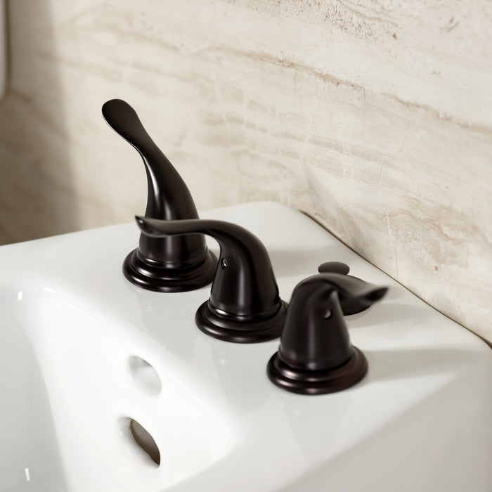 Kingston Tulare KB325YL - Royale Three-Handle Deck Mount Vertical Spray Bidet Faucet with Brass Pop-Up, Oil Rubbed Bronze