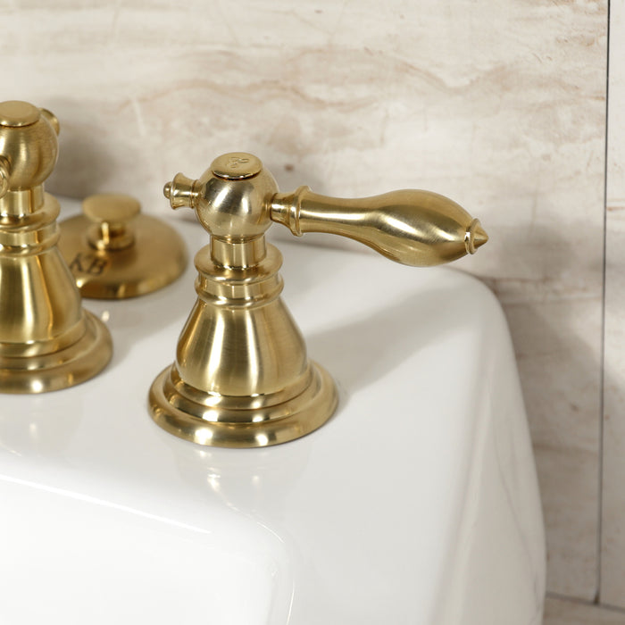 Kingston Heirloom KB327ACL - American Classic Three-Handle Deck Mount Vertical Spray Bidet Faucet with Brass Pop-Up, Brushed Brass