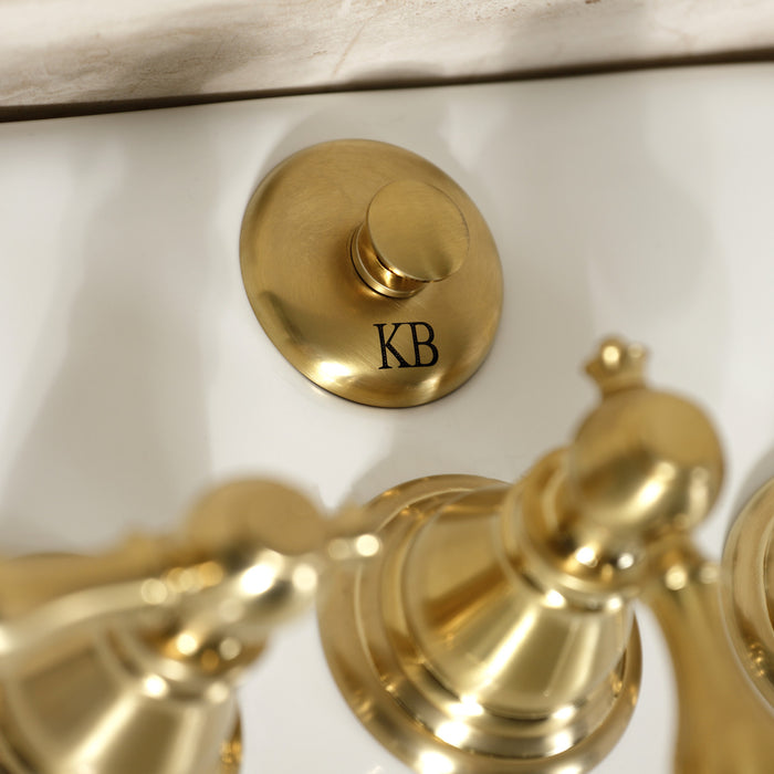 Kingston Heirloom KB327ACL - American Classic Three-Handle Deck Mount Vertical Spray Bidet Faucet with Brass Pop-Up, Brushed Brass