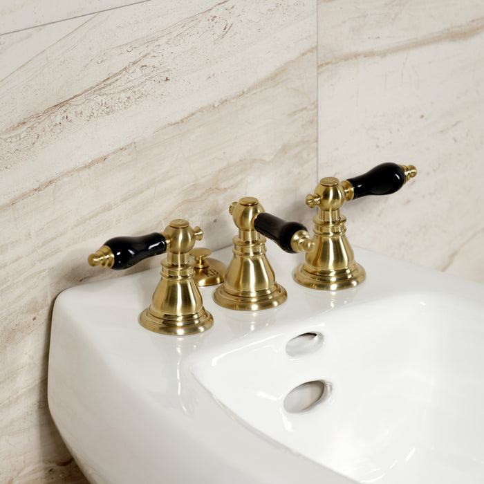 Kingston Heirloom KB327AKL - Duchess Three-Handle Deck Mount Vertical Spray Bidet Faucet with Brass Pop-Up, Brushed Brass
