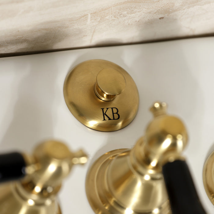 Kingston Heirloom KB327AKL - Duchess Three-Handle Deck Mount Vertical Spray Bidet Faucet with Brass Pop-Up, Brushed Brass