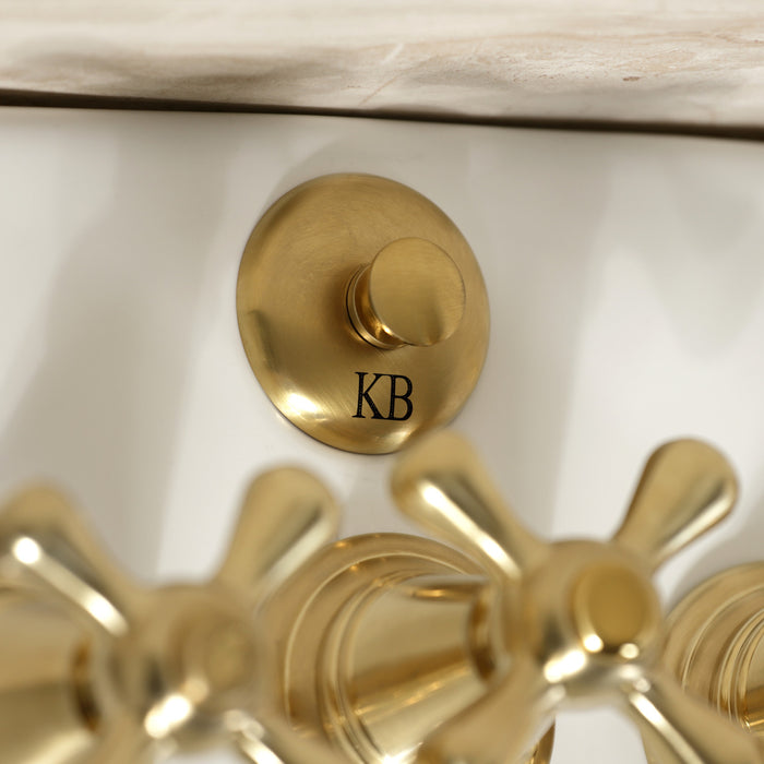 Kingston Heirloom KB327AX - Victorian Three-Handle Deck Mount Vertical Spray Bidet Faucet with Brass Pop-Up, Brushed Brass