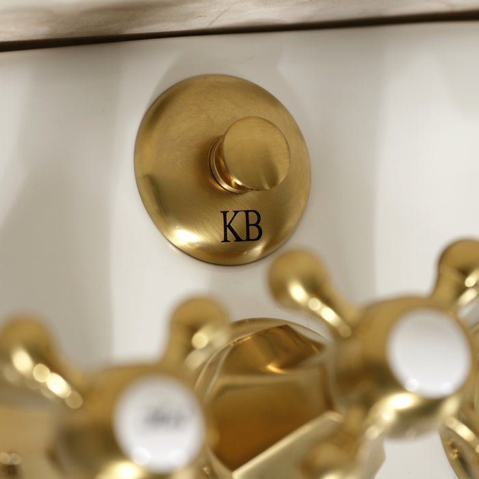Kingston Heirloom KB327BX - Metropolitan Three-Handle Deck Mount Vertical Spray Bidet Faucet with Brass Pop-Up, Brushed Brass