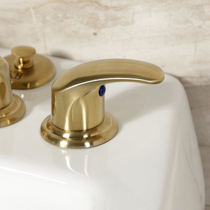 Kingston Tulare KB327LL - Legacy Three-Handle Deck Mount Bidet Faucet with Brass Pop-Up, Brushed Brass