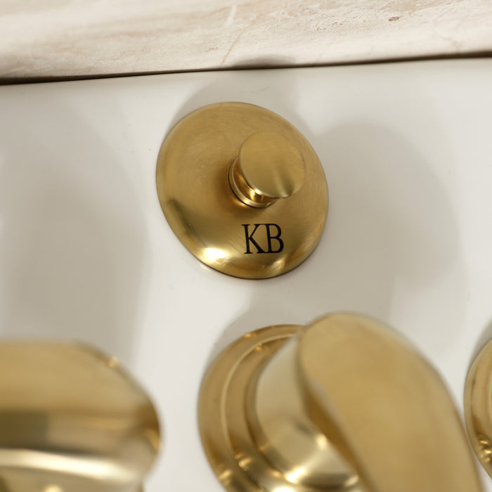 Kingston Tulare KB327LL - Legacy Three-Handle Deck Mount Bidet Faucet with Brass Pop-Up, Brushed Brass