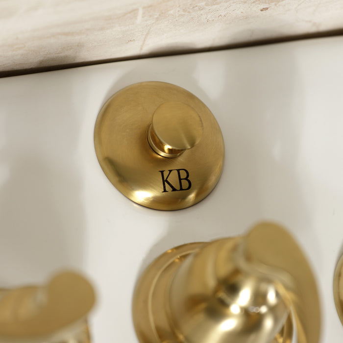 NuWave French KB327NFL Three-Handle Deck Mount Vertical Spray Bidet Faucet with Brass Pop-Up, Brushed Brass