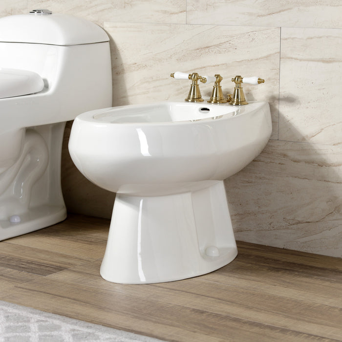 Kingston Heirloom KB327PL - Victorian Three-Handle Deck Mount Vertical Spray Bidet Faucet with Brass Pop-Up, Brushed Brass