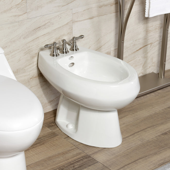 American Classic KB328ACL Three-Handle Deck Mount Vertical Spray Bidet Faucet with Brass Pop-Up, Brushed Nickel