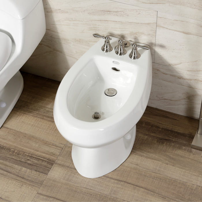 American Classic KB328ACL Three-Handle Deck Mount Vertical Spray Bidet Faucet with Brass Pop-Up, Brushed Nickel