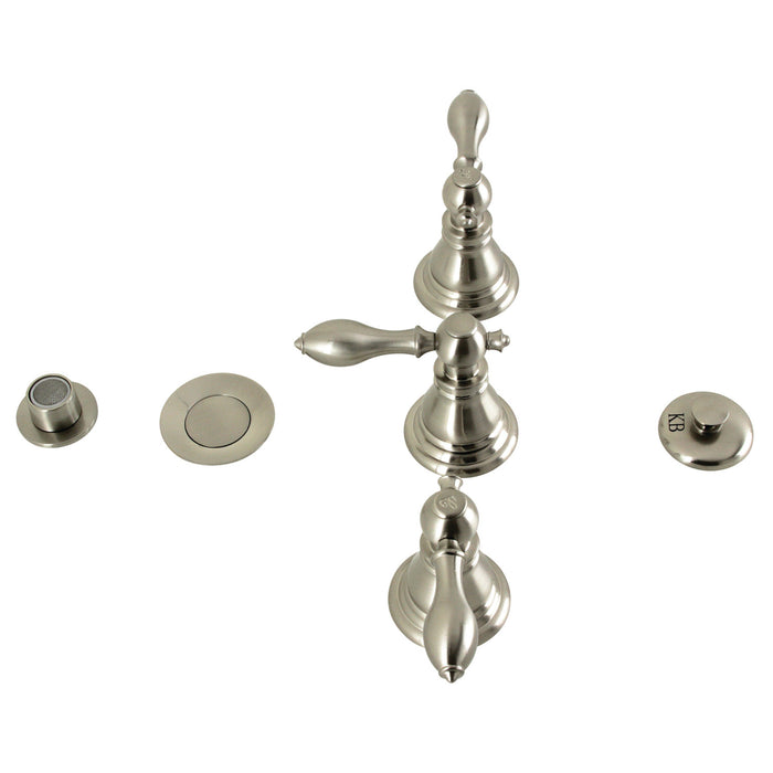 American Classic KB328ACL Three-Handle Deck Mount Vertical Spray Bidet Faucet with Brass Pop-Up, Brushed Nickel