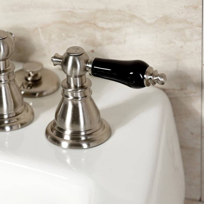 Kingston Heirloom KB328AKL - Duchess Three-Handle Deck Mount Vertical Spray Bidet Faucet with Brass Pop-Up, Brushed Nickel