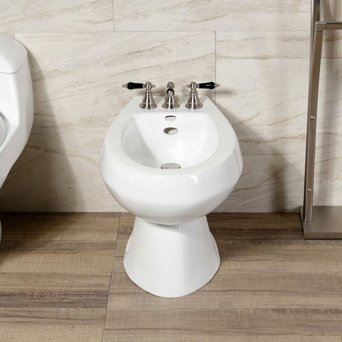 Kingston Heirloom KB328AKL - Duchess Three-Handle Deck Mount Vertical Spray Bidet Faucet with Brass Pop-Up, Brushed Nickel