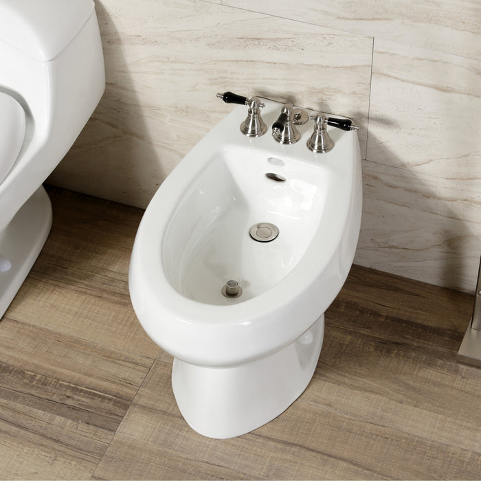 Kingston Heirloom KB328AKL - Duchess Three-Handle Deck Mount Vertical Spray Bidet Faucet with Brass Pop-Up, Brushed Nickel