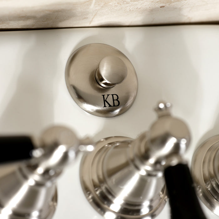 Kingston Heirloom KB328AKL - Duchess Three-Handle Deck Mount Vertical Spray Bidet Faucet with Brass Pop-Up, Brushed Nickel