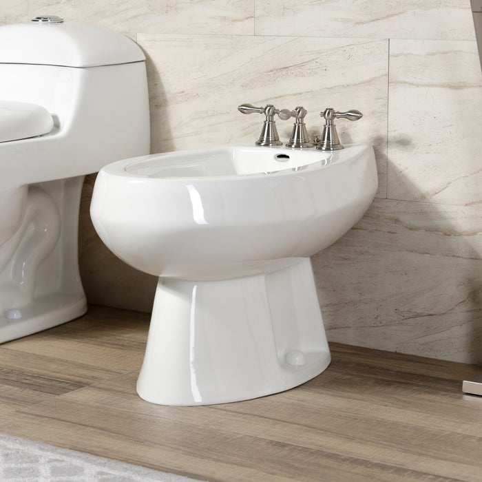 Victorian KB328AL Three-Handle Deck Mount Vertical Spray Bidet Faucet with Brass Pop-Up, Brushed Nickel