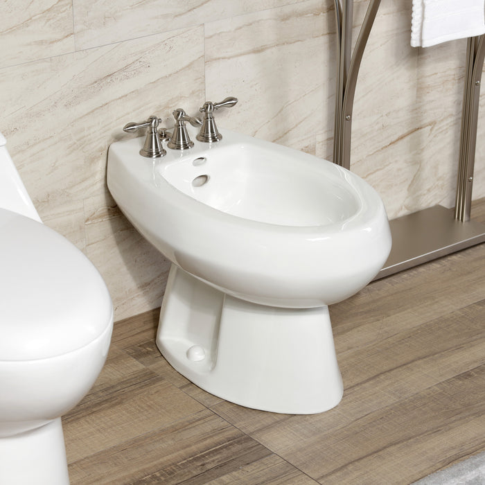 Victorian KB328AL Three-Handle Deck Mount Vertical Spray Bidet Faucet with Brass Pop-Up, Brushed Nickel