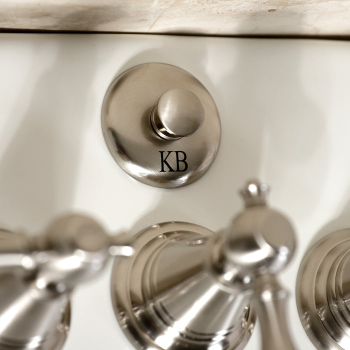 Victorian KB328AL Three-Handle Deck Mount Vertical Spray Bidet Faucet with Brass Pop-Up, Brushed Nickel