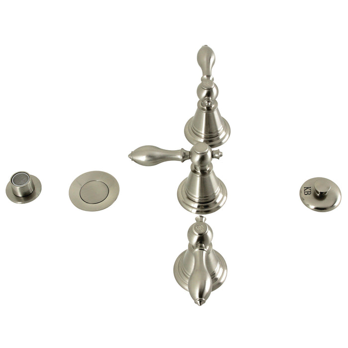 Victorian KB328AL Three-Handle Deck Mount Vertical Spray Bidet Faucet with Brass Pop-Up, Brushed Nickel