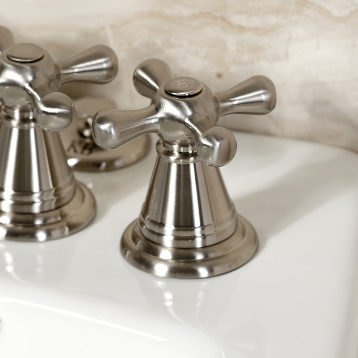 Kingston Heirloom KB328AX - Victorian Three-Handle Deck Mount Vertical Spray Bidet Faucet with Brass Pop-Up, Brushed Nickel