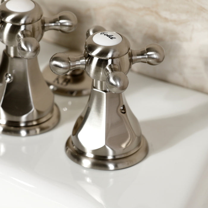 Kingston Heirloom KB328BX - Metropolitan Three-Handle Deck Mount Vertical Spray Bidet Faucet with Brass Pop-Up, Brushed Nickel