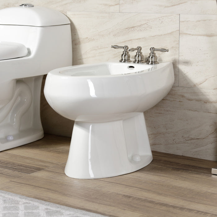 Kingston Heirloom KB328KL - Knight Three-Handle Deck Mount Vertical Spray Bidet Faucet with Brass Pop-Up, Brushed Nickel