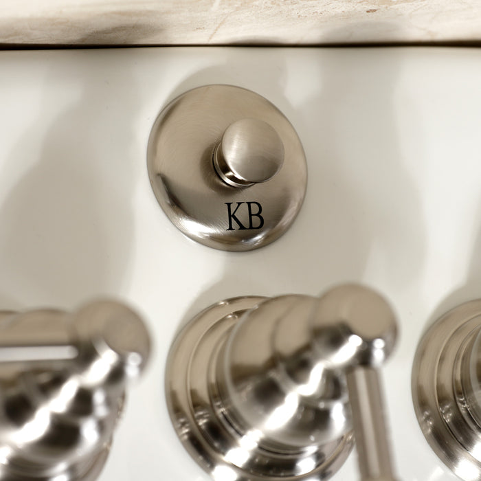 Kingston Heirloom KB328KL - Knight Three-Handle Deck Mount Vertical Spray Bidet Faucet with Brass Pop-Up, Brushed Nickel