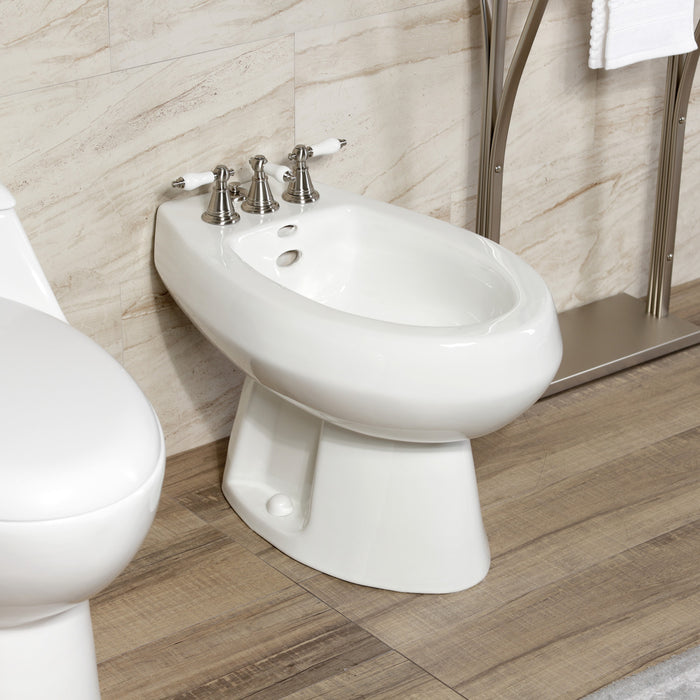 Victorian KB328PL Three-Handle Deck Mount Vertical Spray Bidet Faucet with Brass Pop-Up, Brushed Nickel